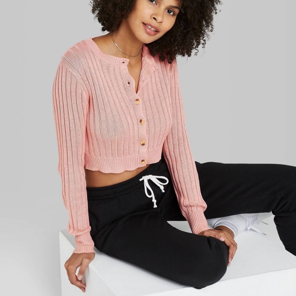 Blush pink cardigan button up